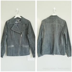 Gray Leather | Suede Moto Jacket